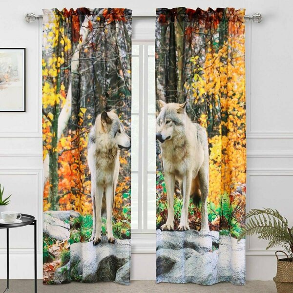 Habitat 38 x 84 in. Photo Real Wolves Pole Top Curtain Panel, Multi Color 72106-171-76-84-901